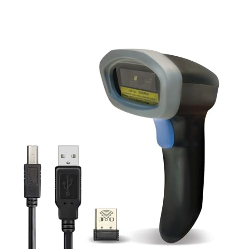OSCAR OS-60CBR PLUS 2-in-1 Wired and Cordless Wireless, 160, 000 Memory, Rechargeable Barcode Scanner Area Imager 2D QR 1D, Range 30m, Warehouse, Retail, Office, POS, Scans Mobile Screen Black