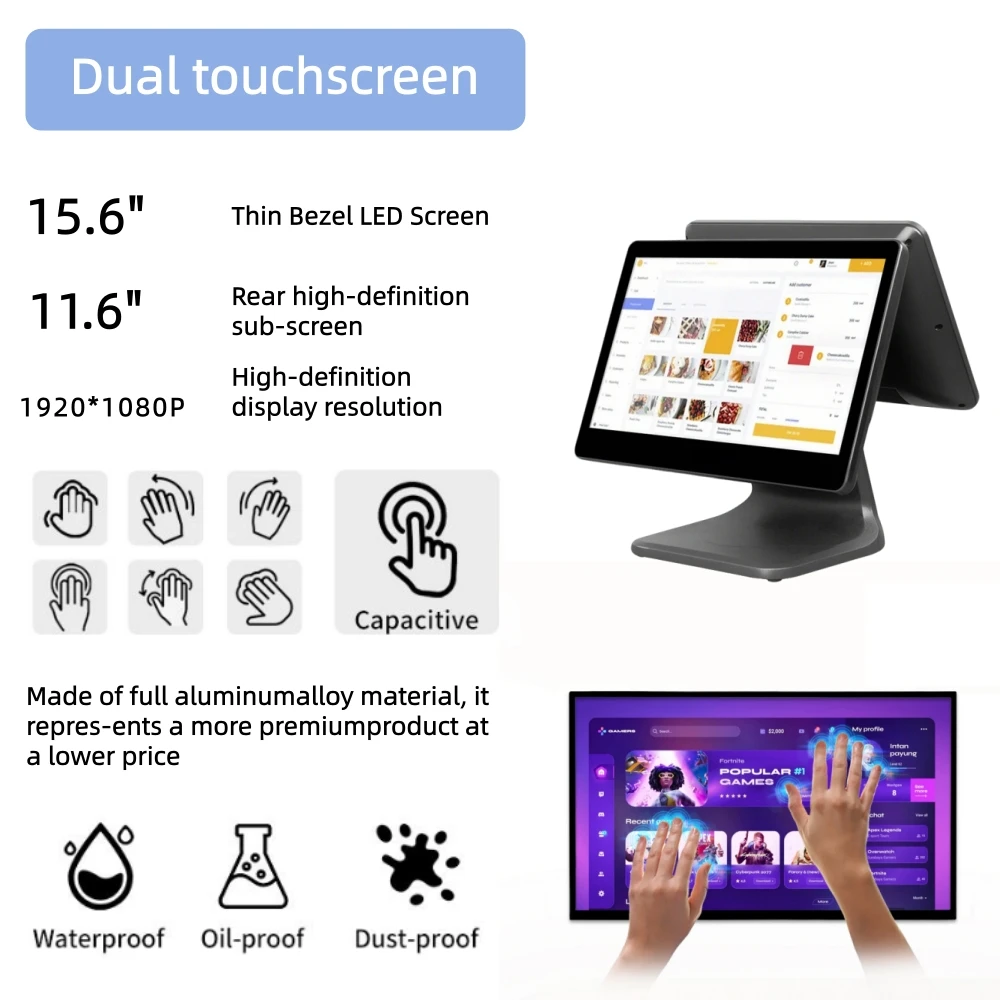 H02175eb3de184a9cb8de716210578c4bd.webp 2026 New Factory Best Seller 15.6 Inch Touch Screen POS Cash Register Supermarket Retail Register with SDK Supports Android OS