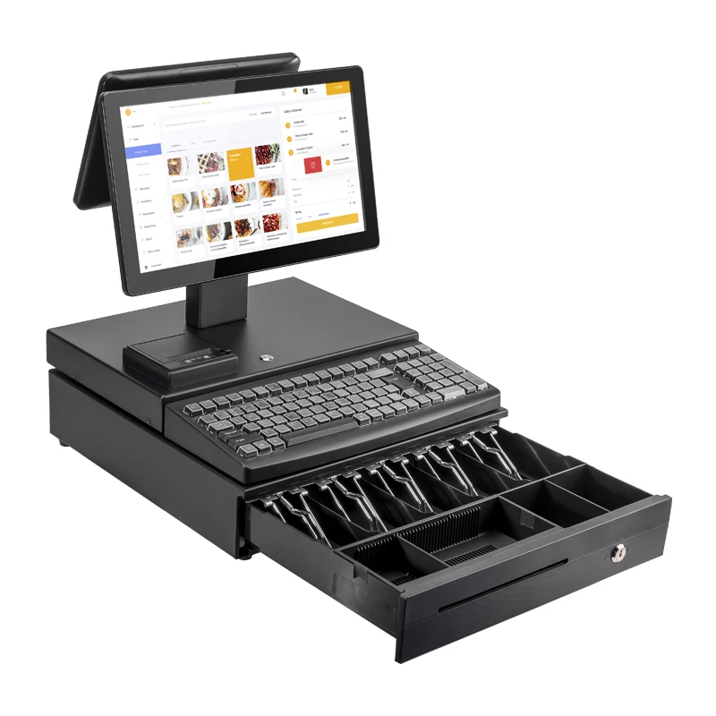 Kiosks 15.6+11.6-inch Dual Screen Full Set of Cash Register Equipment,  Cash Register POS System Cashier Machine,pos Checkout