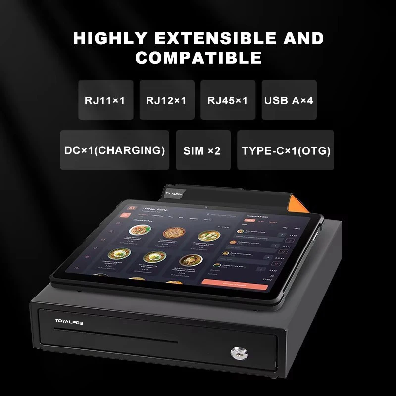 H24fe4459fe584a2499e76db9421bca54V.webp NB11' 80mm Printer' Scanner RJ11 Android 13 Cash Register Pos Systems NFC Supermarket All in One Terminal Pos Machine Pos Table