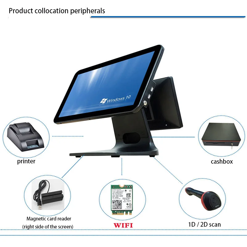 H469454bcaac94f45a797cd234ae203259.webp 15.1/15.6 Inch Single/Dual Screen Touch POS Register Chinese Manufacturing Enterprises Offer OEM/ODM-BLY Cash Register POS