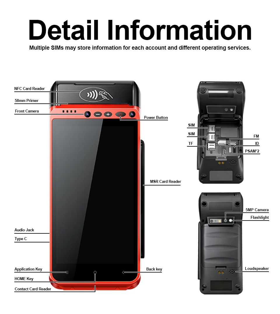All in One Handheld Restaurant Ordering Machine POS Terminal HCC-Z100