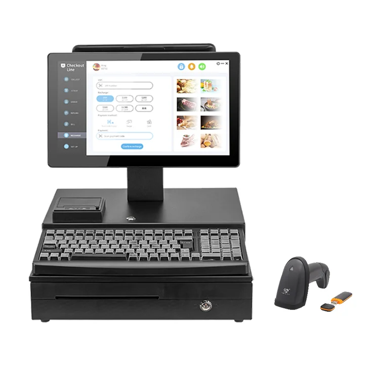 Kiosks 15.6+11.6-inch Dual Screen Full Set of Cash Register Equipment,  Cash Register POS System Cashier Machine,pos Checkout