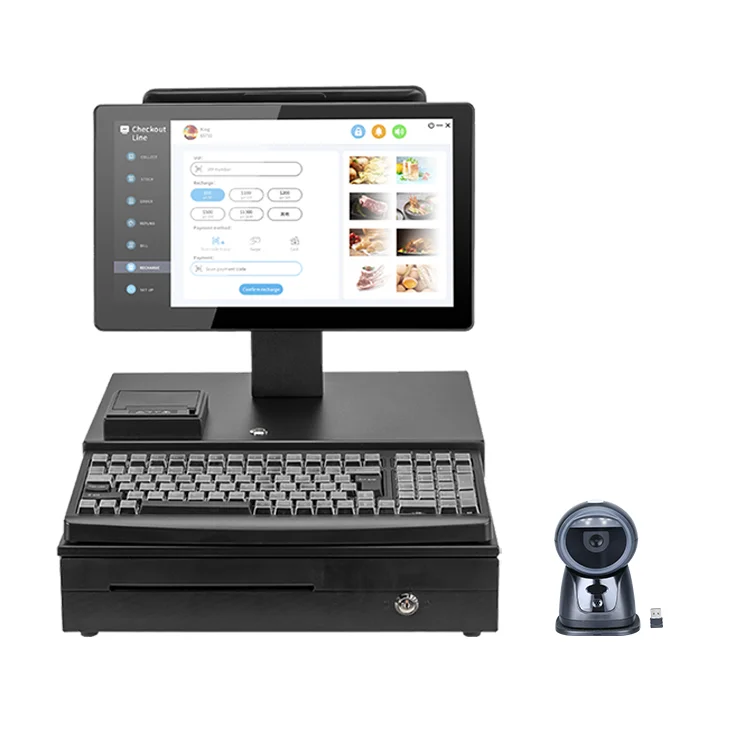 Kiosks 15.6+11.6-inch Dual Screen Full Set of Cash Register Equipment,  Cash Register POS System Cashier Machine,pos Checkout
