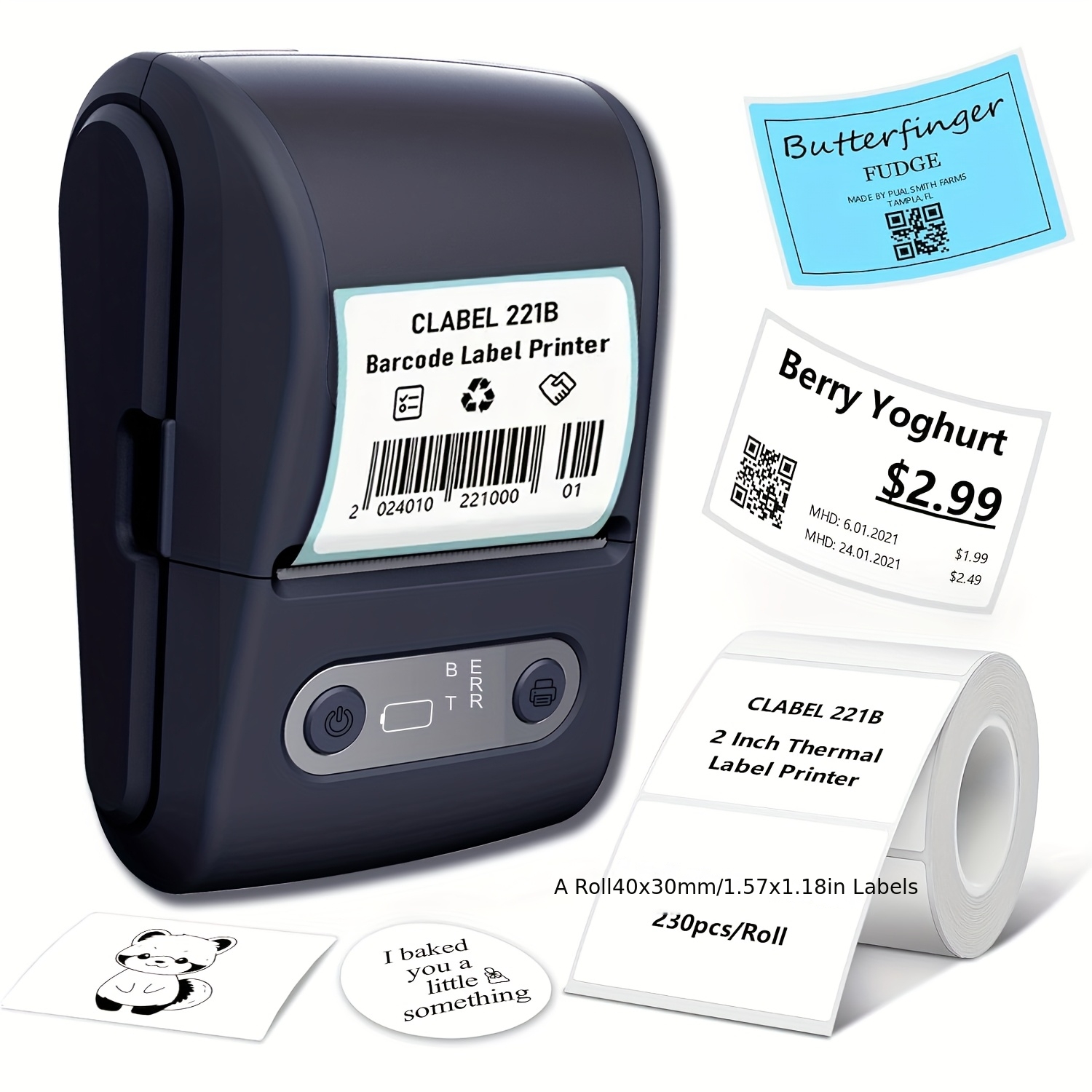 fb757e7e-92cb-11f0-8dc6-0a580ab054f5.jpg HZTZ Portable Thermal Label Printer Compatible for iOS/Android Smartphones, & App-Controlled Mobile Printer with USB- Operation, Low-Voltage Thermal Printing & 1 Roll Label Paper for -the- Barcode/Invoices/Shipping Tags